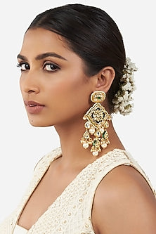 Micro Gold Finish Earrings With Beads