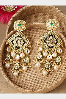 Micro Gold Finish Earrings With Beads