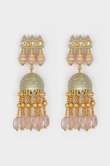 Micro Gold Finish Beaded Jhumka Earrings