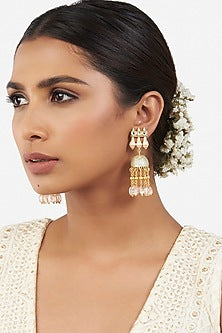 Micro Gold Finish Beaded Jhumka Earrings