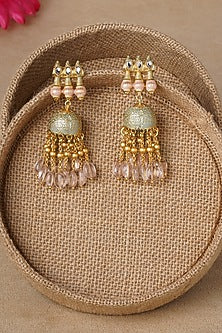 Micro Gold Finish Beaded Jhumka Earrings