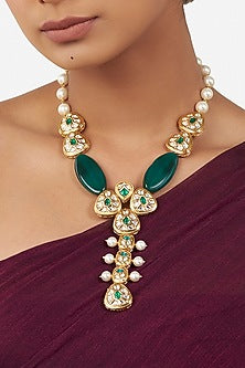 Micro Gold Finish Shell Pearl Necklace