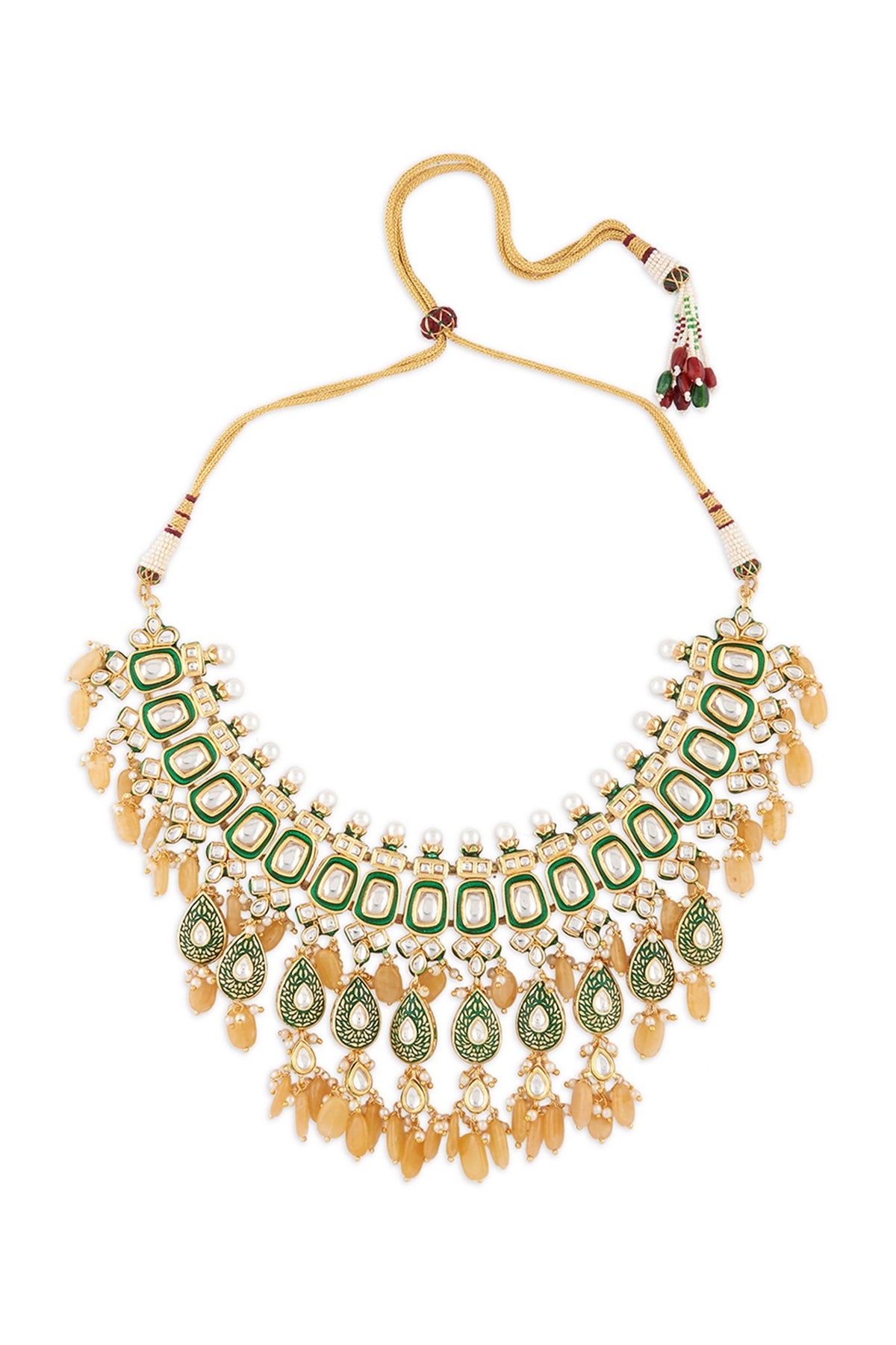 Micro Gold Finish Meenakari Layered Necklace