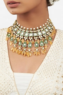 Micro Gold Finish Meenakari Layered Necklace