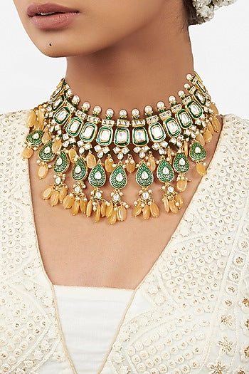 Micro Gold Finish Meenakari Layered Necklace