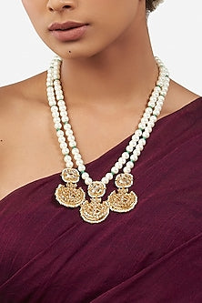 Micro Gold Finish Necklace With Beads