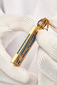 Gold Plated Cobalt Blue Swarovski Hand Painted Drop Earrings