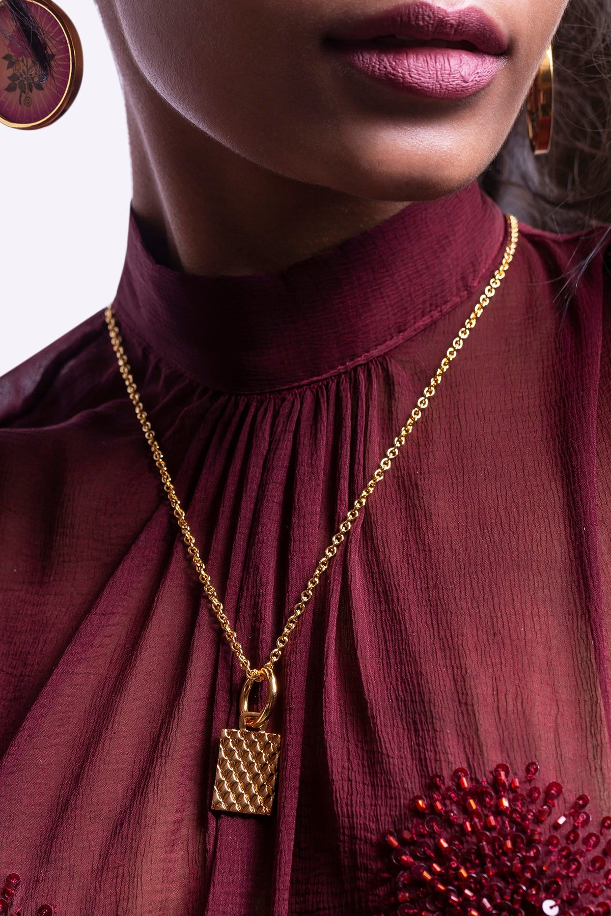 Gold Plated Pendant Necklace In Brass