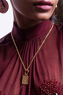 Gold Plated Pendant Necklace In Brass