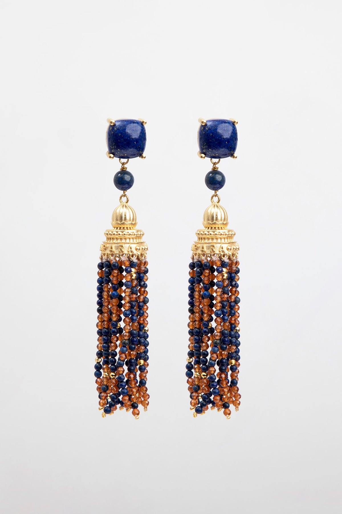 Gold Plated Lapis Lazuli Dangler Earrings In Sterling Silver