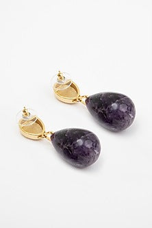 Gold Plated Amethyst Dangler Earrings In Sterling Silver