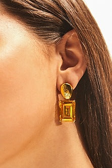 Gold Plated Cubic Zirconia Dangler Earrings In Sterling Silver