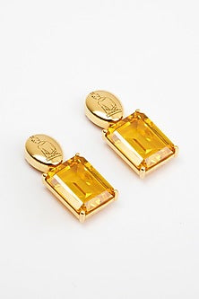 Gold Plated Cubic Zirconia Dangler Earrings In Sterling Silver