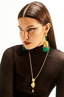 Gold Plated Long Necklace In Sterling Silver