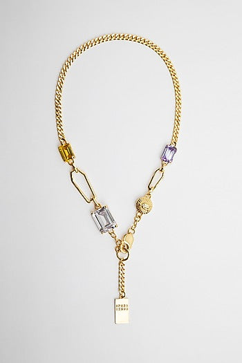 Gold Plated Cubic Zirconia Necklace In Sterling Silver