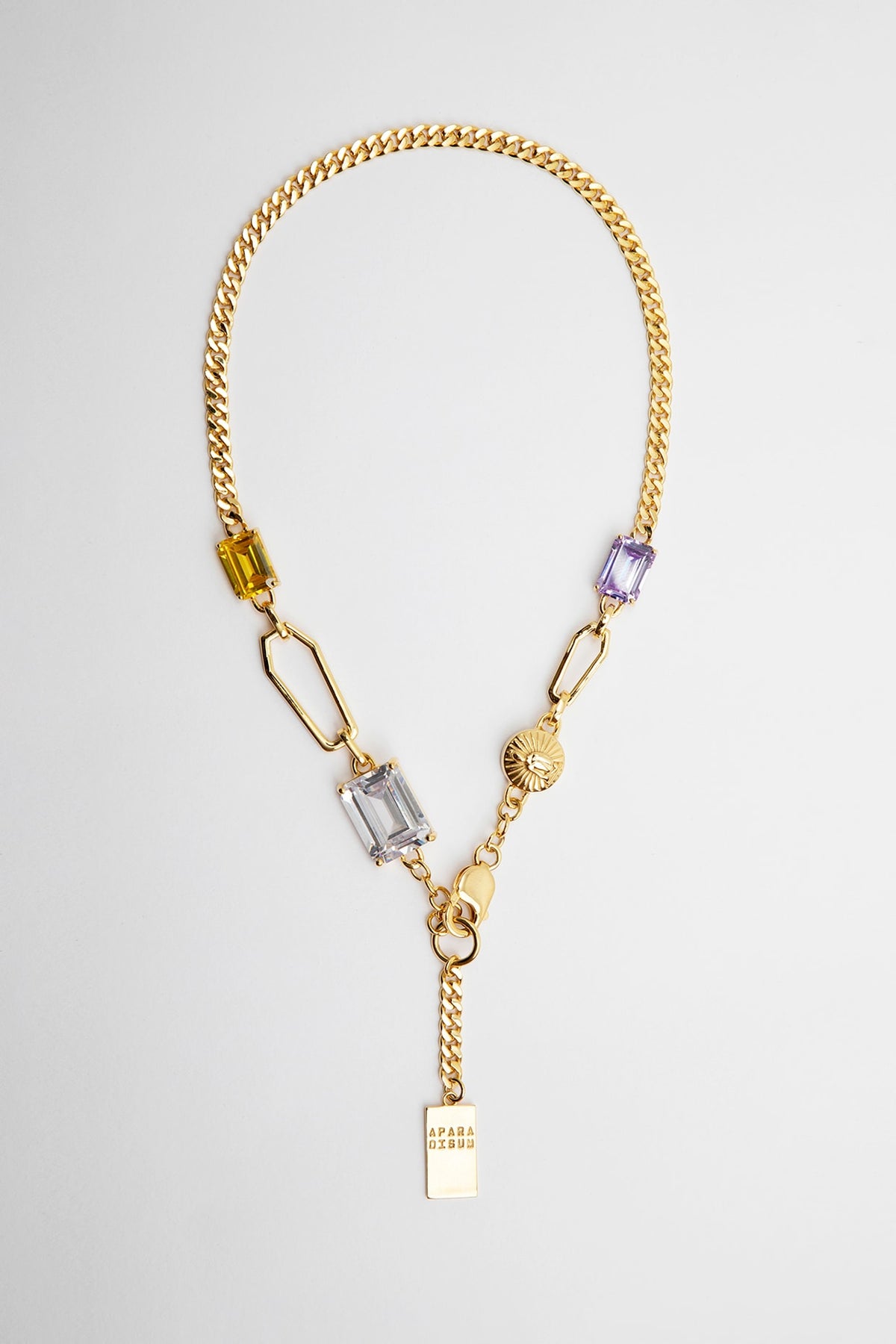 Gold Plated Cubic Zirconia Necklace In Sterling Silver