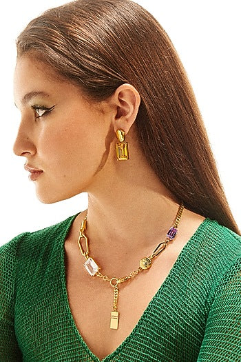 Gold Plated Cubic Zirconia Necklace In Sterling Silver