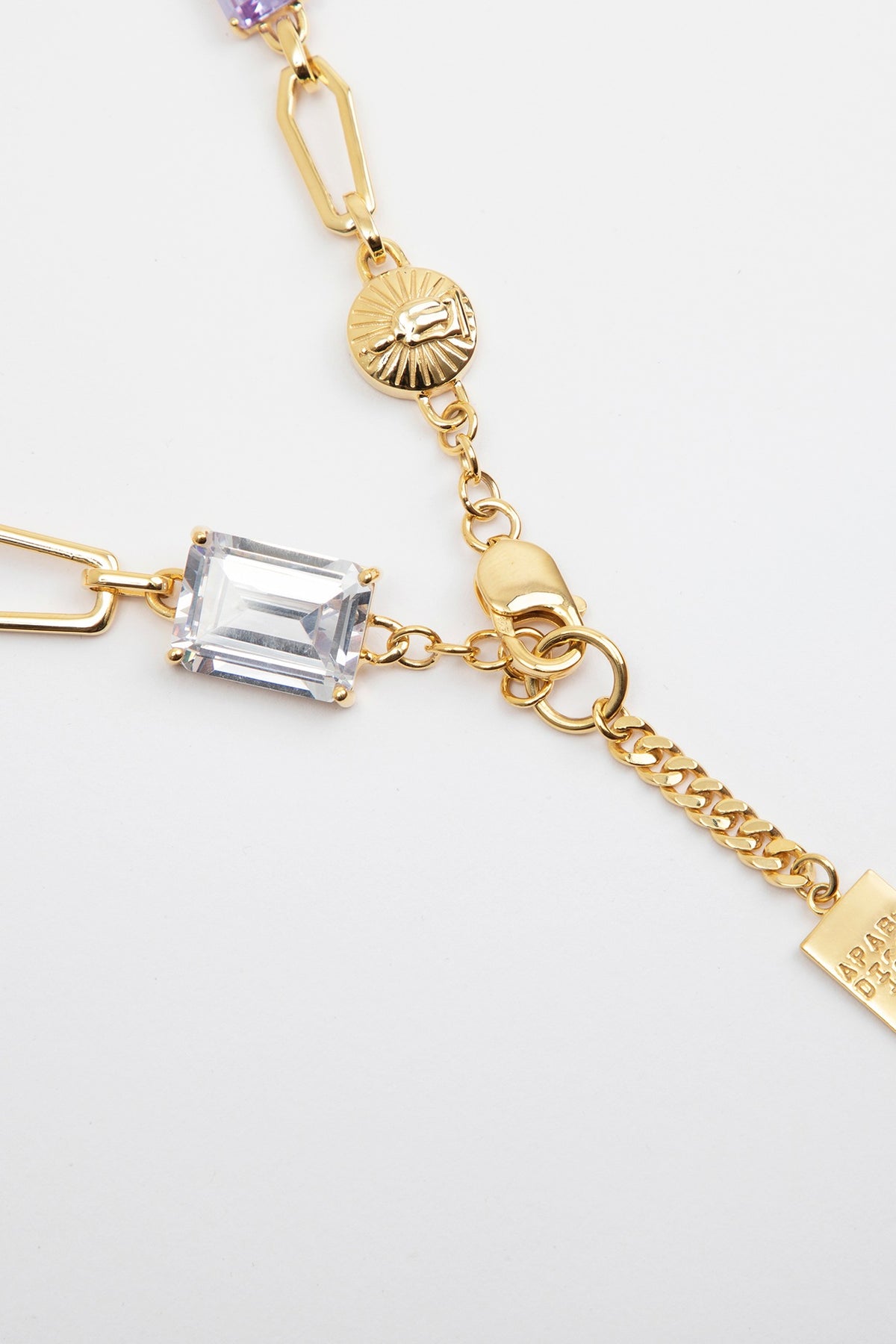 Gold Plated Cubic Zirconia Necklace In Sterling Silver