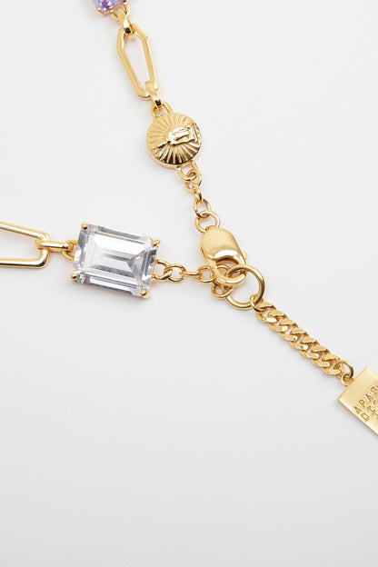 Gold Plated Cubic Zirconia Necklace In Sterling Silver