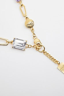 Gold Plated Cubic Zirconia Necklace In Sterling Silver