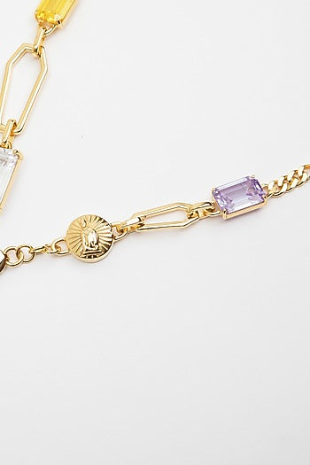 Gold Plated Cubic Zirconia Necklace In Sterling Silver