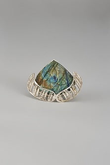 White Finish Labradorite Ring In Sterling Silver