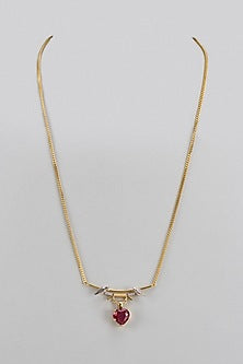 Gold Plated Ruby & Zircon Pendant Necklace In Sterling Silver