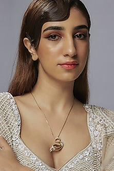 Gold Plated Ruby & Zircon Pendant Necklace In Sterling Silver