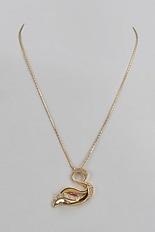 Gold Plated Ruby & Zircon Pendant Necklace In Sterling Silver
