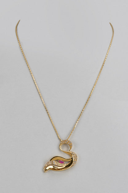 Gold Plated Ruby & Zircon Pendant Necklace In Sterling Silver