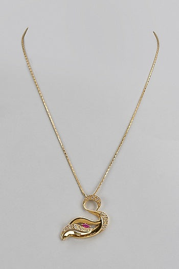 Gold Plated Ruby & Zircon Pendant Necklace In Sterling Silver