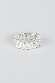 White Finish Swarovski Band In Sterling Silver