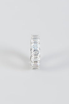White Finish Swarovski Band In Sterling Silver