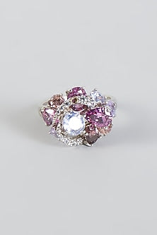 White Finish Cocktail Ring In Sterling Silver