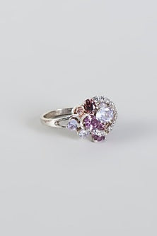 White Finish Cocktail Ring In Sterling Silver