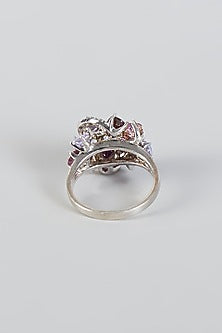 White Finish Cocktail Ring In Sterling Silver