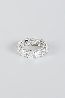 White Finish Eternity Band In Sterling Silver