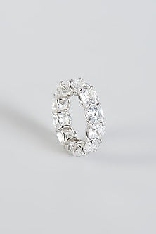 White Finish Eternity Band In Sterling Silver