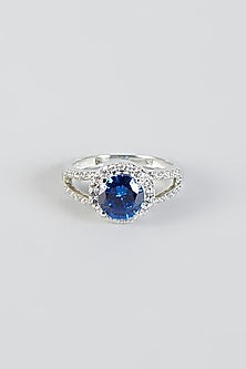 White Finish Band Ring In Sterling Silver