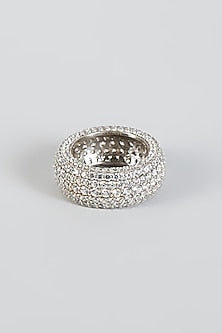White Finish Five-Band Ring In Sterling Silver