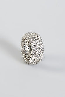 White Finish Five-Band Ring In Sterling Silver
