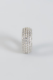 White Finish Five-Band Ring In Sterling Silver