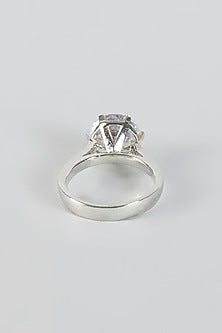 White Finish Solitaire Ring In Sterling Silver