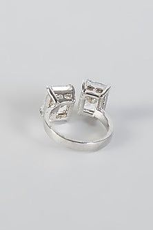 White Finish Swarovski Ring In Sterling Silver