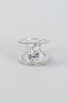 White Finish Infinity Ring In Sterling Silver