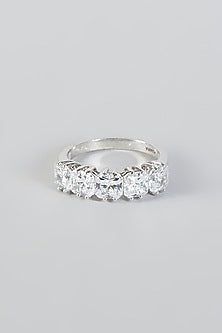 White Finish Eternity Band In Sterling Silver