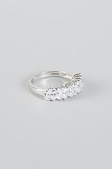 White Finish Eternity Band In Sterling Silver