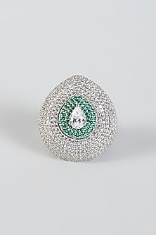 White Finish Maharani Ring In Sterling Silver