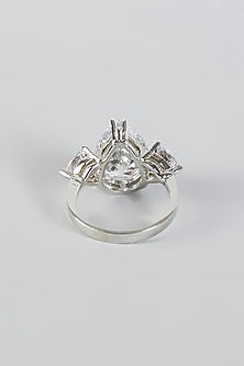White Finish Solitaire Ring In Sterling Silver