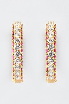 Gold Finish Hoop Earrings In Sterling Silver